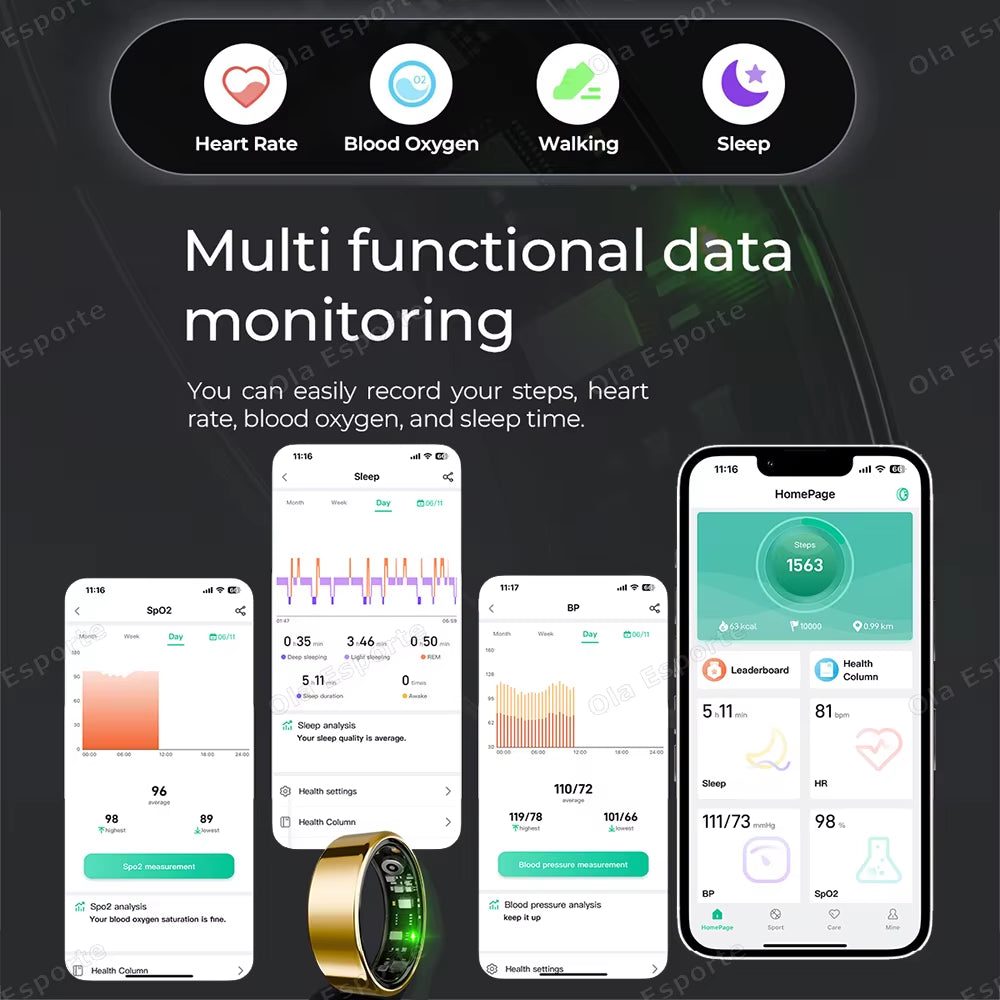 New Smart Ring 2025 Bluetooth Call Heart Rate Blood Pressure Monitor Smartring 5ATM Waterproof Sports Health Ring Men Women Gift
